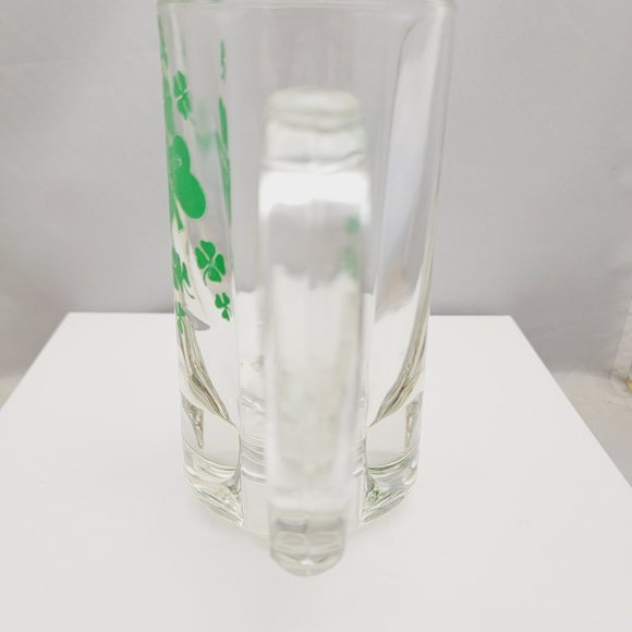 Small Clear Glass Stein Mug Green Printed Shamrocks St Patricks Day - Picture 2 of 6